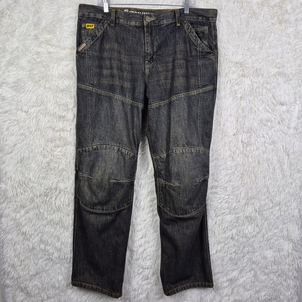 BILT Iron Workers Motorcycle Jeans Kevlar Reinforced Dark Wash Mens 38 Regular